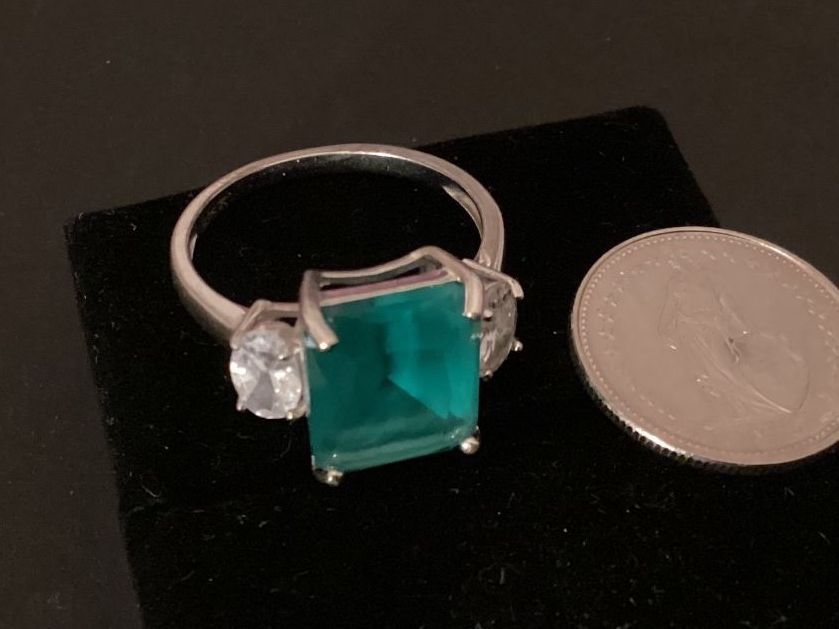 Anelli: Silber Ring 925 mit Smaragd grünen Stein – Usato da Stein AR venduto da EvaL056 3