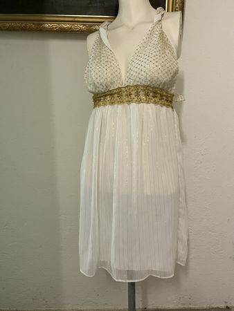 Weisses Sommerkleid mit goldenen Details Gr. S