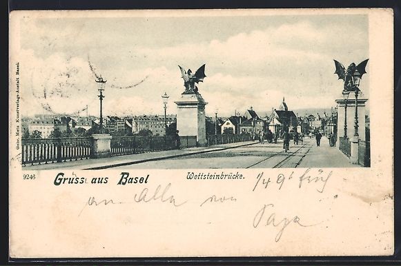 Ansichtskarten: Basel, Partie auf der Wettsteinbrücke – Gebraucht aus Berlin von bartko-reher