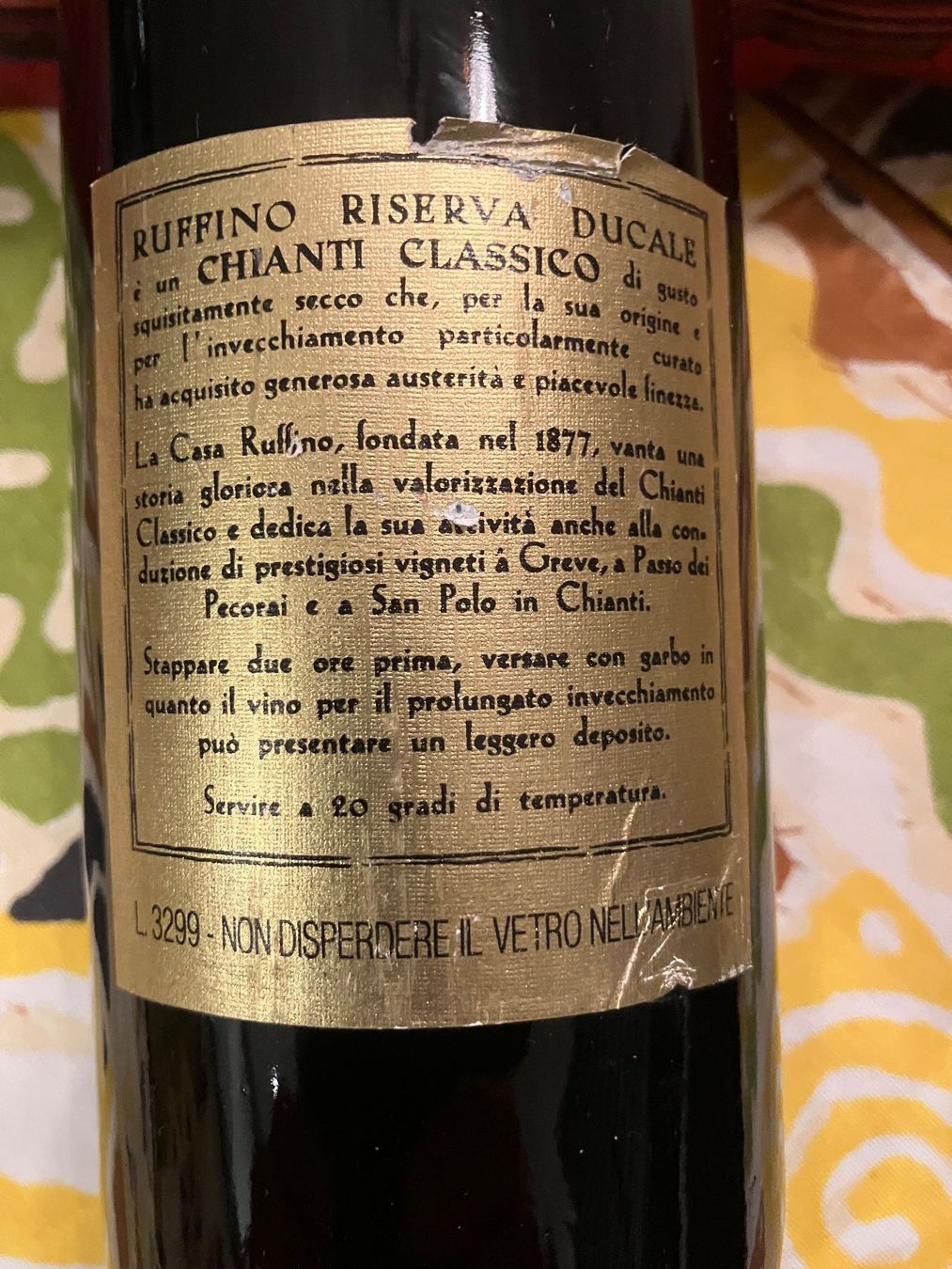 Vins: Rotwein Ruffino Riserva Ducale 1988 Chianti Classico – Neuf (Voir description) à Dintikon par 51r_5mdz 2