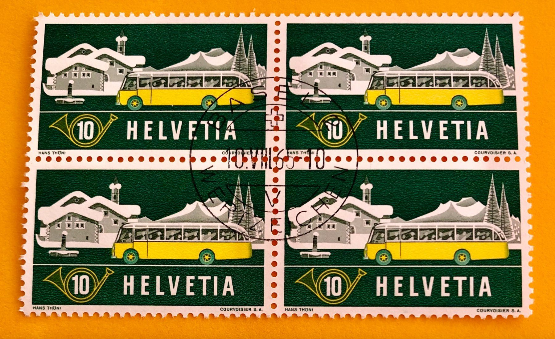 Tutti i francobolli:  Viererblock Nr.314 Stempelt Basel 1953    – Usato da Aarau venduto da Billa007