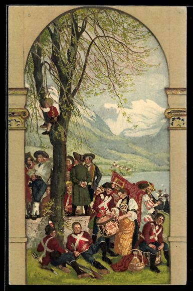 Cartoline postali: Schweizer Bundesfeier 1918, Soldaten und – Usato da Berlin venduto da bartko-reher