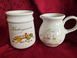 Milchkrug und Vorratsdose Keramik Set 