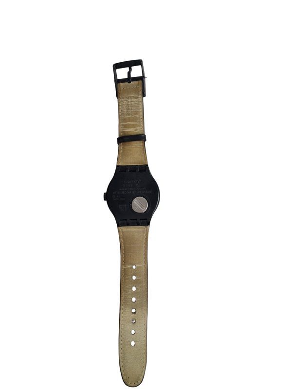 Swatch Uhren: SWATCH Uhr schwarz, Kunstleder – Gebraucht aus Wangen b. Olten von Restwert_Wangen 2