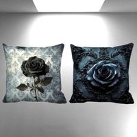 🖤🌹 2er Set Kissenhüllen – Dark Rose Gothic Style ✨