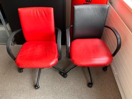 2 Stk. Vitra AC 1 Bürodrehstuhl Antonio Citterio rot/schwarz