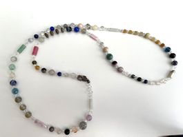 Bunte Edelstein Mix Halskette ca. 80cm – Boho / Y2K Style