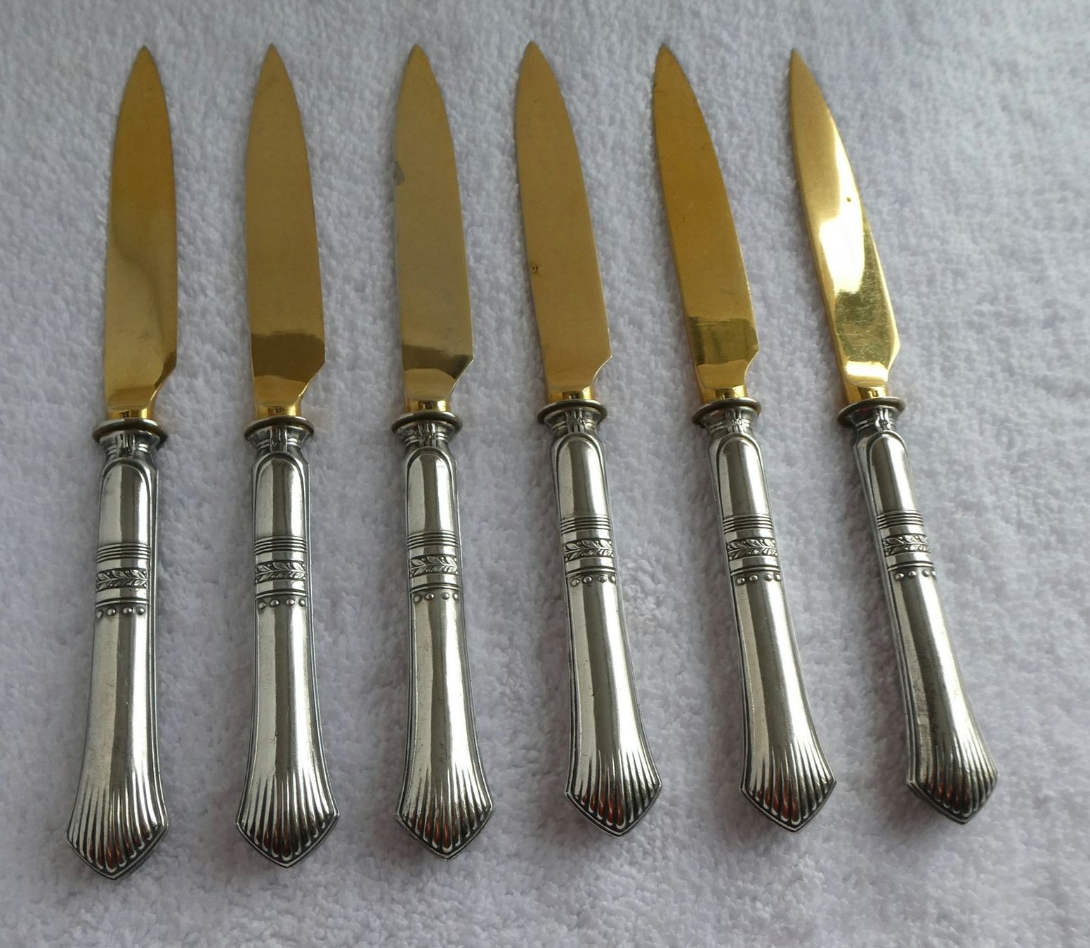 Posate: Obstmesser 800 Silber golden Messer Lorbeerkranz – Usato da Frauenfeld venduto da Astra13 7