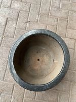 Runder Keramik-Blumentopf, dunkelgrau, frostsicher, gross, C