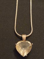 Collier pendentif coeur Topaze argent 800 & 925 chaîne 45cm