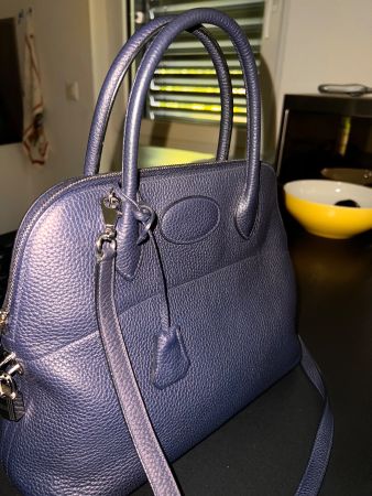 Sac Hermès Bolide cuir togo bleu nuit