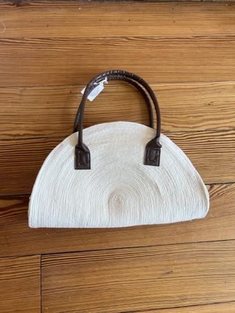 Mbardança Tasche Weiss Lederhenkel neuwertig