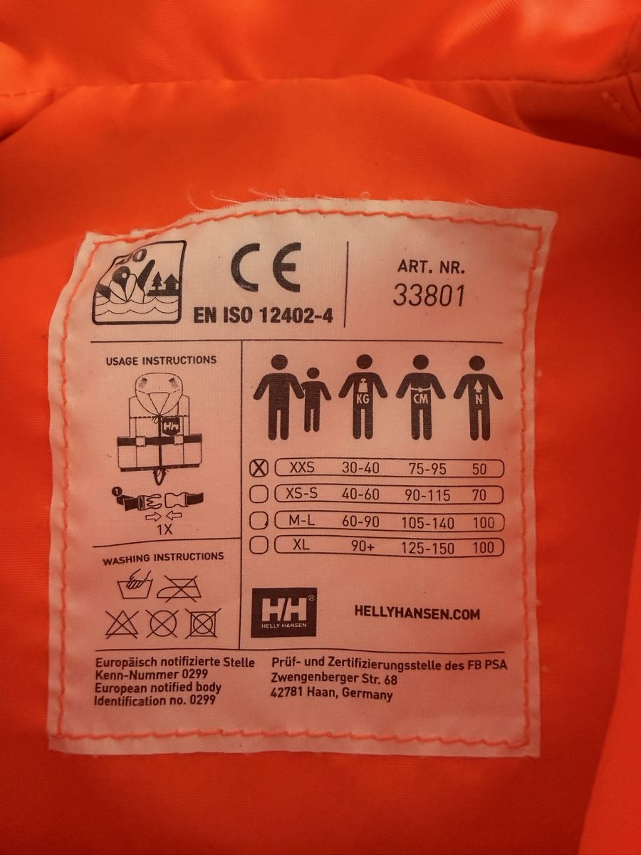 Helly Hansen Giubbotti di salvataggio: Schwimmweste Helly Hansen XXS 30-40kg – Usato da Kleinandelfingen venduto da MarilynMonroe 1