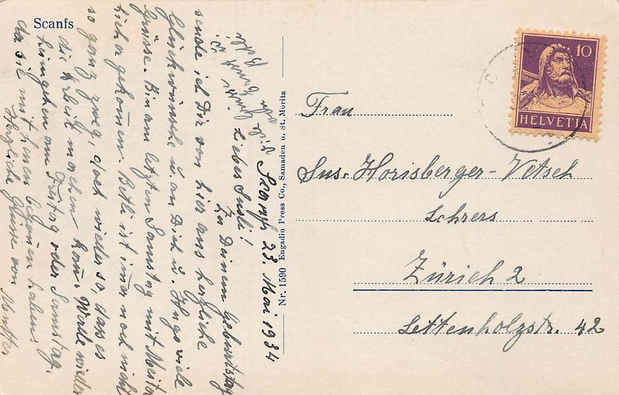 Cartoline postali: Scanfs, gelaufen 1934 – Usato da Frauenfeld venduto da POML 1