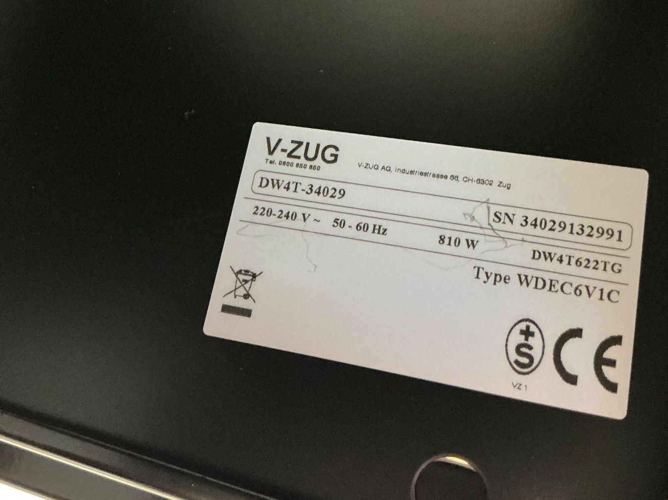 V-Zug Appareils de cuisine: WarmingDrawer V4000 22 – D'occasion à Zug par Bauteile-Zug 4