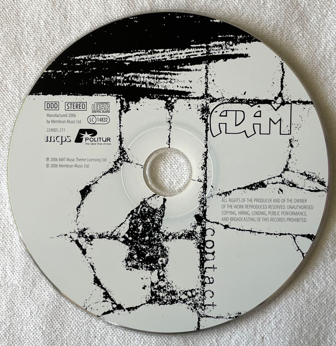 CD: Adam – Contact - CD - 2008 - First Press – Usato da Uster venduto da Zardodel 1