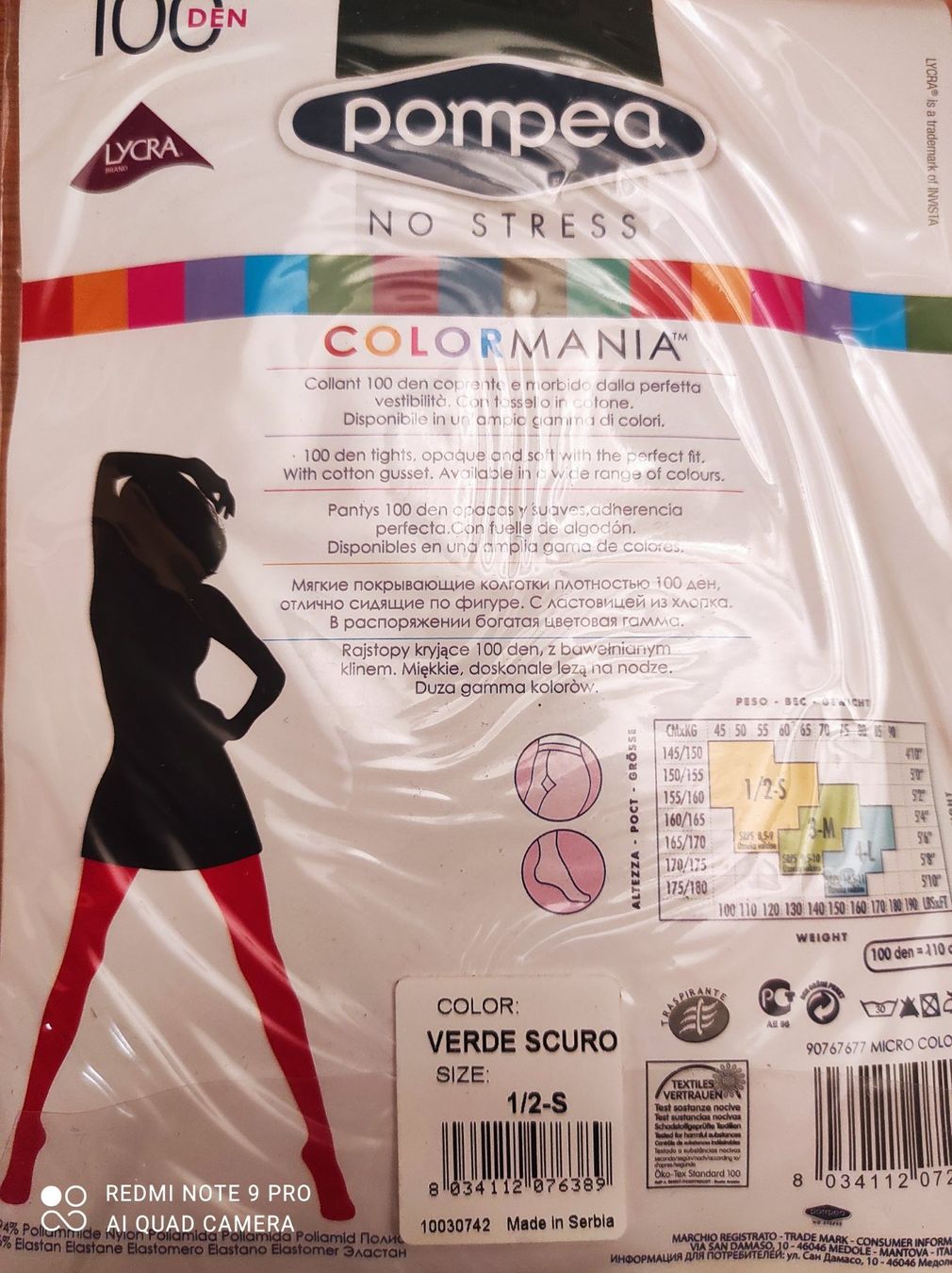 Calze & Collant: Collants couleur vert foncé 100 Den - Taille S – Nuovo e nell'imballaggio originale da Porrentruy venduto da Olifante 1