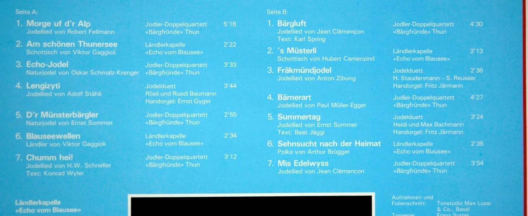 Dischi in vinile: ECHO VOM BLAUSEE BÄRGFRÜNDE THUN "SUMMERTAG" LP GEWASCHEN – Usato da Unterseen venduto da vinylmore 2