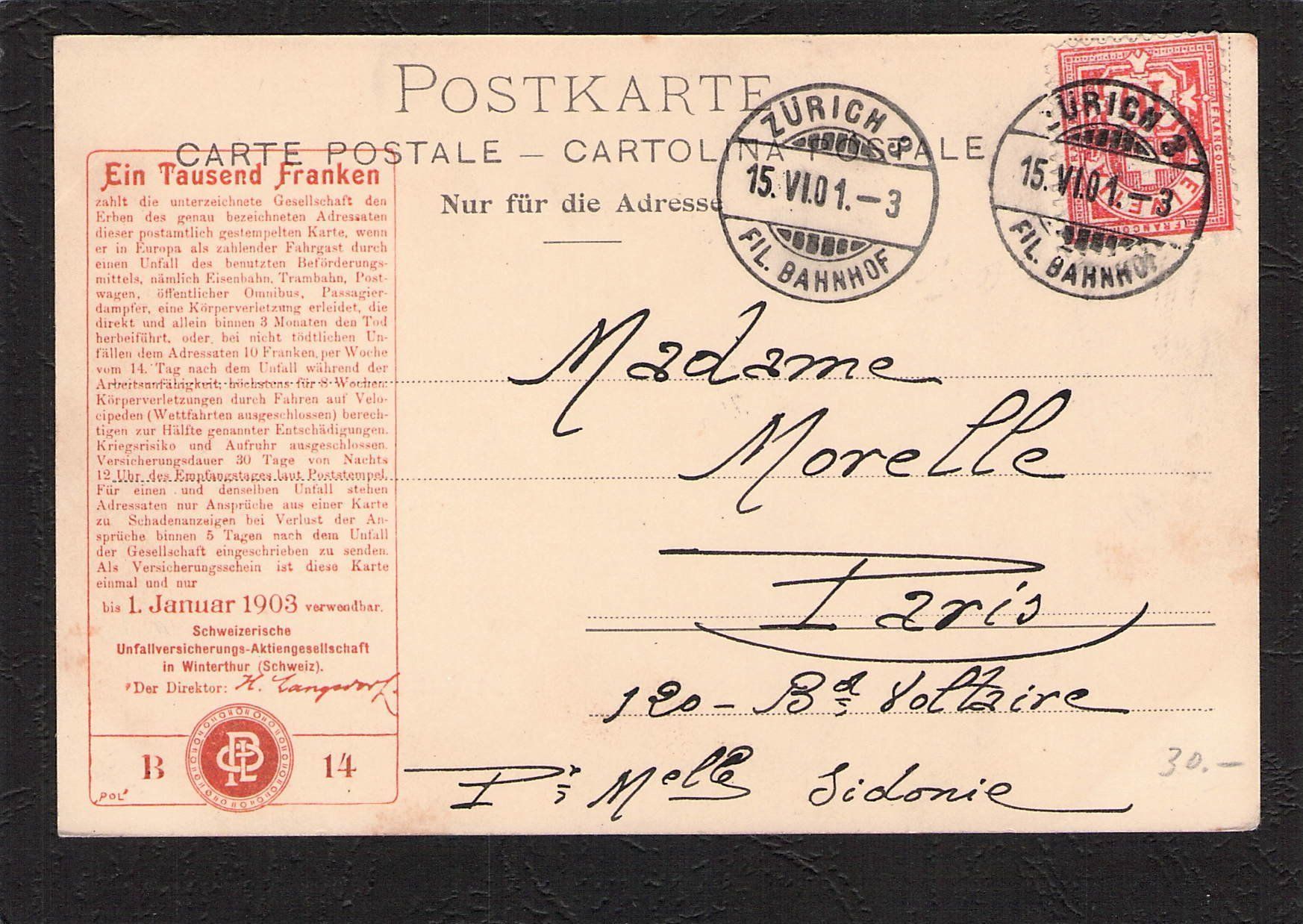 Cartoline postali: #St.Gallen , gel. 1901 – Usato da Reichenburg venduto da Pipo-67 1
