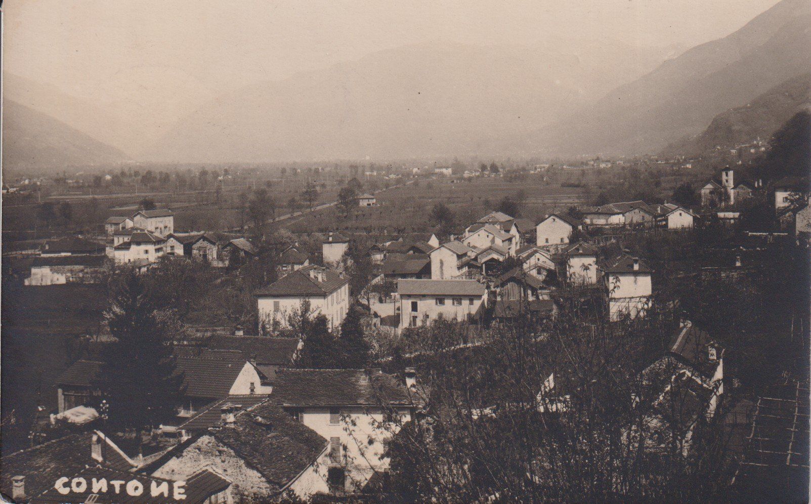 Cartoline postali: AK Contone - panorama , anni '30 – Usato da Riva San Vitale venduto da MAR-NAPO