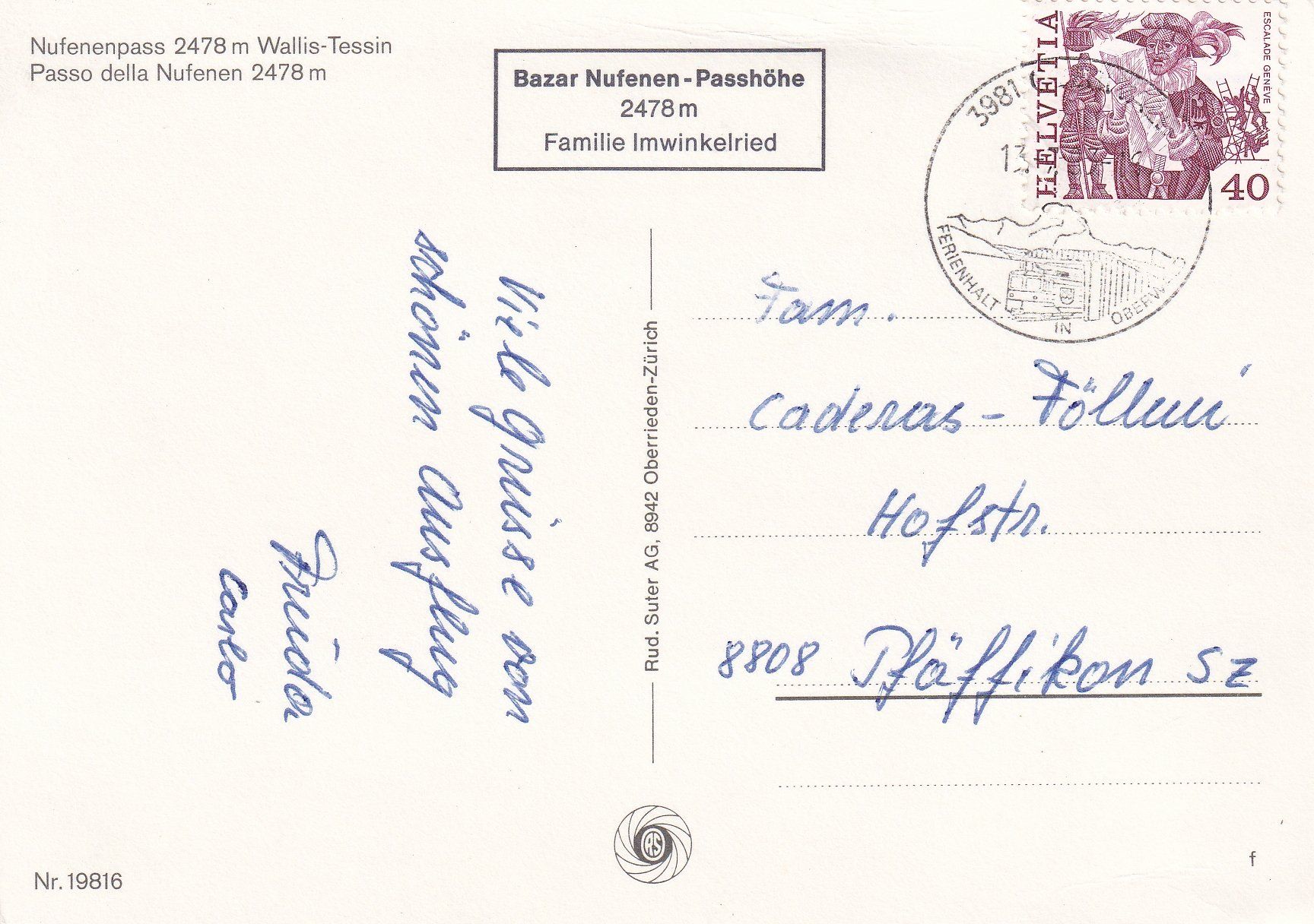 Cartoline postali: Nufenenpass (Diverse Ansichten) /ay – Usato da Hombrechtikon venduto da Rudolf07 1