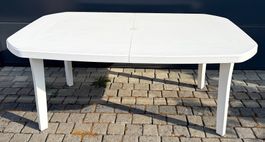 Table de jardin blanche, plastique, demontable 160×100 cm