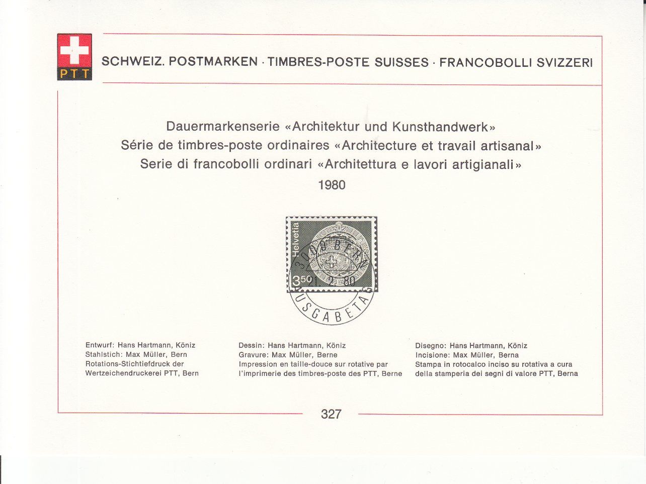 Alle Briefmarken: Sammelblätter PTT SBK 327 mit ET – Gebraucht aus Bürglen TG von StampGraf