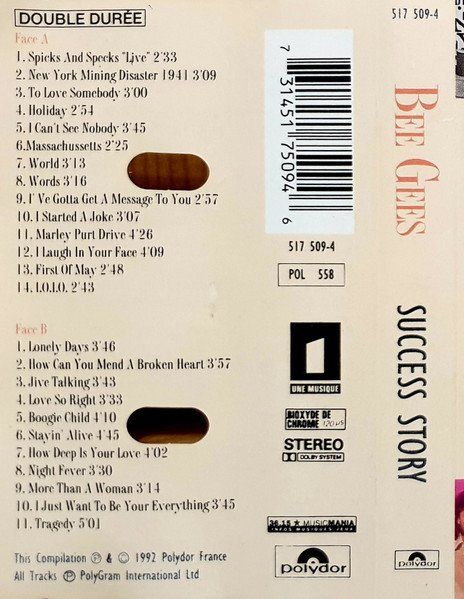 Kompaktkassetten: CASSETTE BEE GEES - DISCO - Double durée ! – Gebraucht aus PORRENTRTUY von RABAIS_SPORT 1