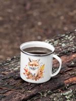 Herbst Fuchs Emaille Tasse Tee Kaffee NEU