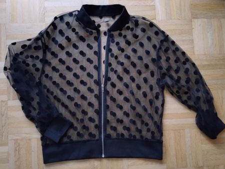 Veste légère noire à pois, transparente, taille XL