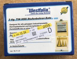 WESTFALIA 3 TLG. HSS STUFENBOHRER-SET ORIGINALVERPACKT