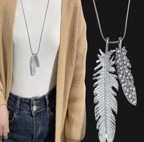 🪶🪶 Elegante Halskette mit doppelter Feder 🌿✨