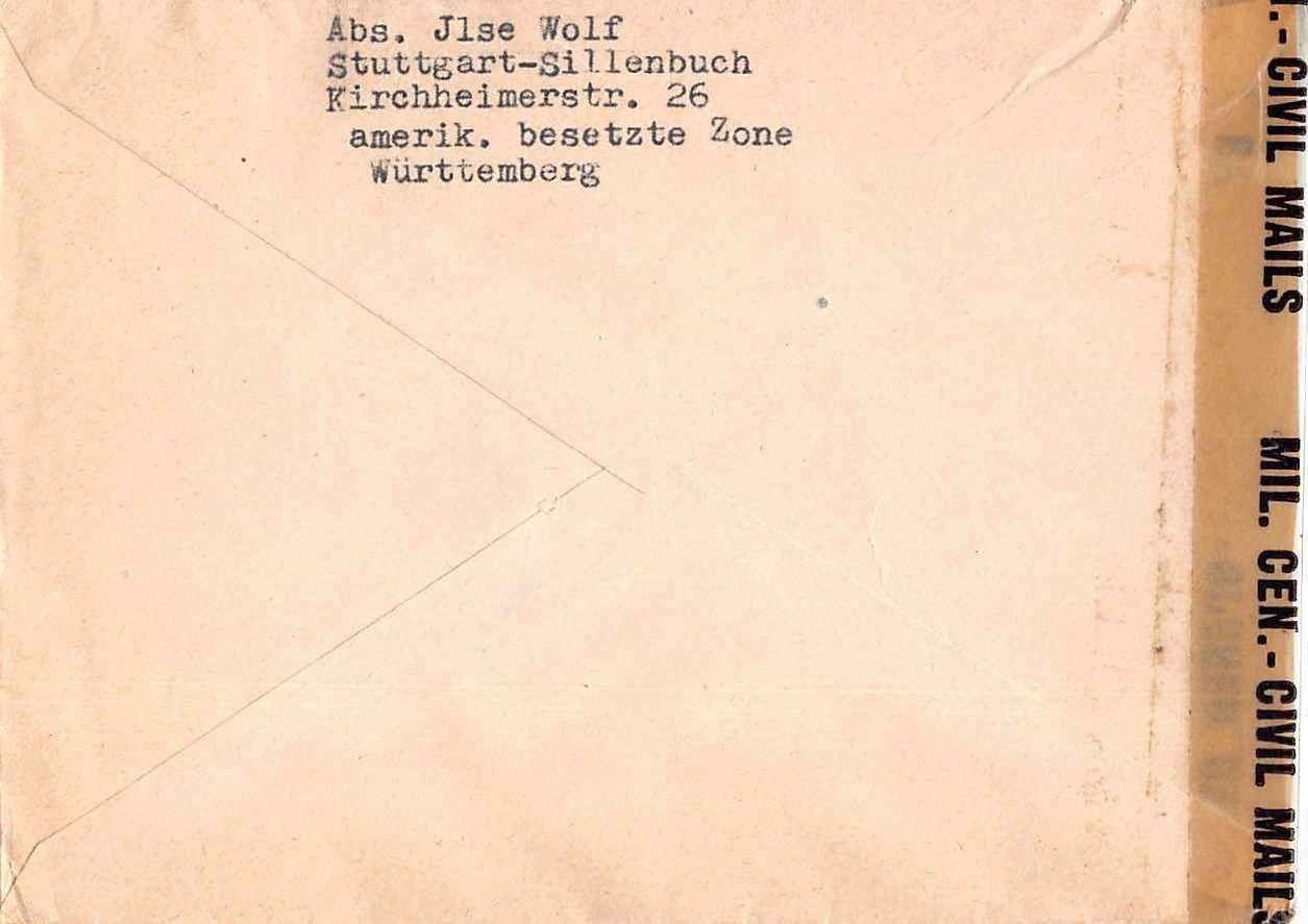 Alle Briefmarken: alter ZENSUR-Brief - STUTTGART-SILLENBUCH - ab 1.-- – Gebraucht aus Lufingen von philatelieshop 1