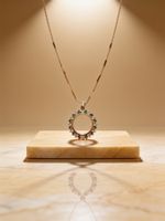 Collier soleil plaqué or tourmalines vertes et rose