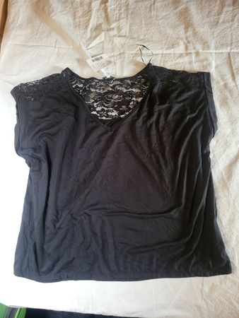 Shirt black lace inserts size 50/52 new with tag