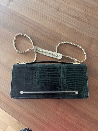 Grüne Handtasche aus echtem Kroko-Leder