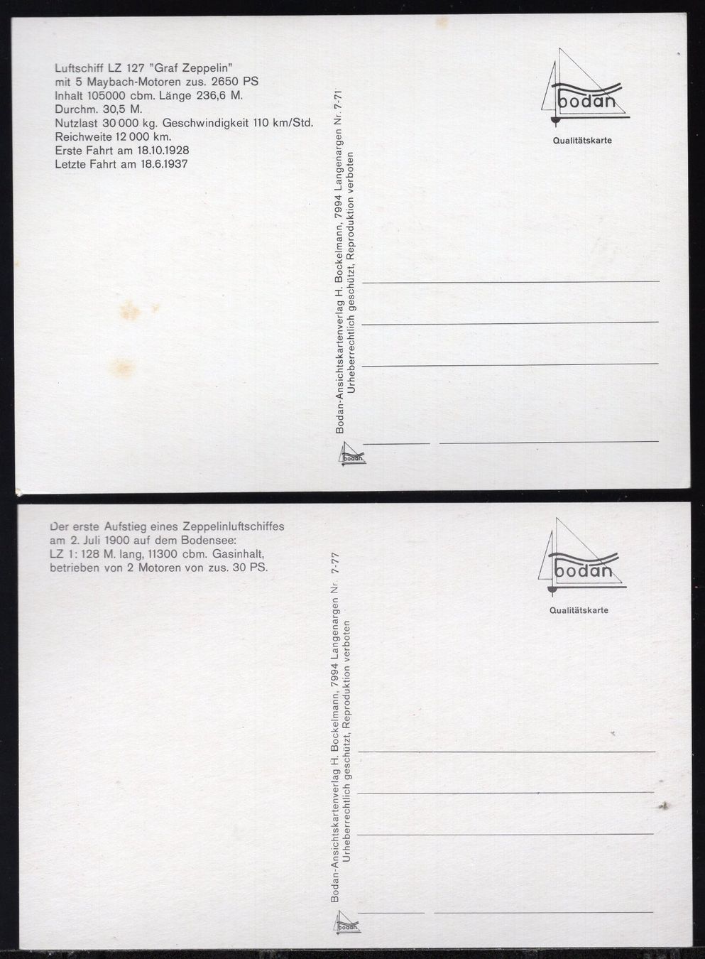 Cartes postales: 4 Karten Zeppelinluftschiff – Neuf (Voir description) à Aarau par kufi44 3