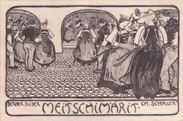Meitschi Märit Bern 1911 Original Federzeichnung Schaller