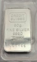 50 g Silver 999.0  Crédit Suisse numéroté Neuf silberbarren