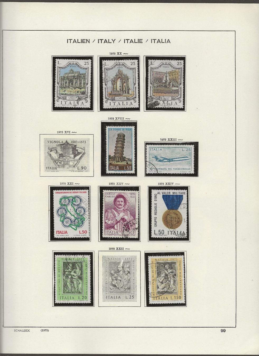 Alle Briefmarken: Marken Italien 1972 bis 1974 – Gebraucht aus Au ZH von xelagreb01 6