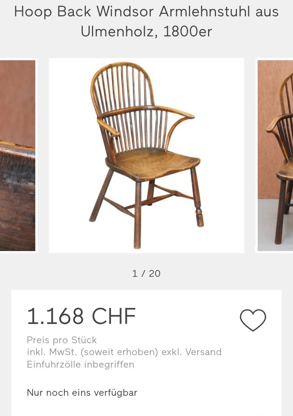 Chaises: Hoop Back Windsor Armlehnstuhl  – D'occasion à Pfäffikon SZ par Brocki-21 5