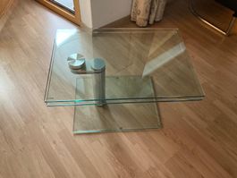 Couchtisch Glas Metall mit Unterbau, guter Zustand