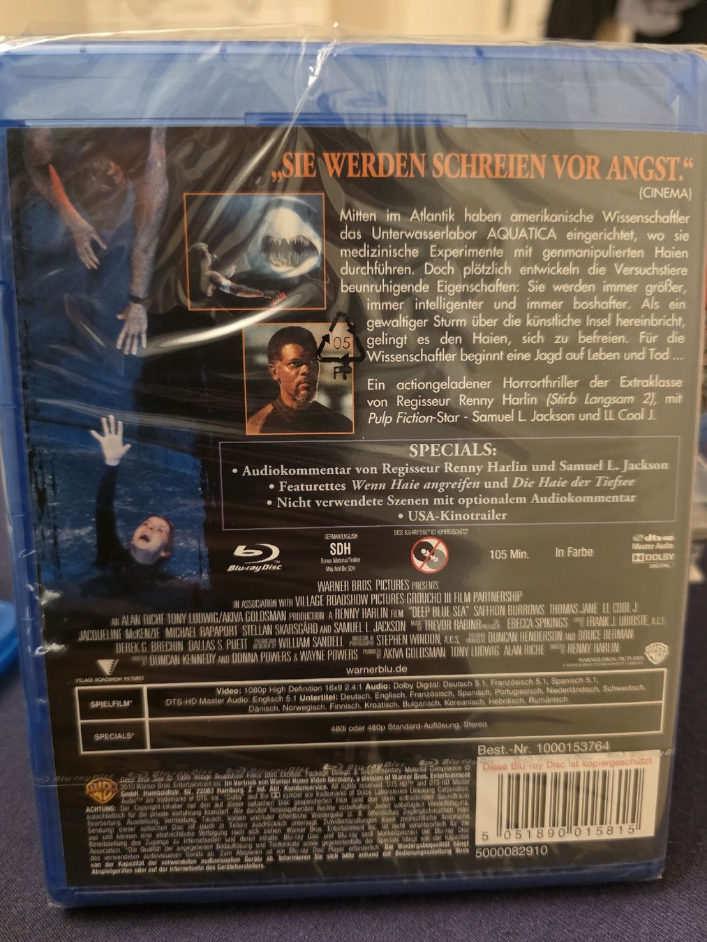 Tutti i DVDs: Deep Blue Sea - Blu-ray - Originalverpackt  – Nuovo e nell'imballaggio originale da Ellikon a d Thur venduto da razzorblog 1