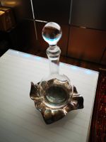 Karaffe mit Metallsockel Glas transparent guter Zustand