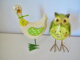 HIBOU ET CANARD EN METAL