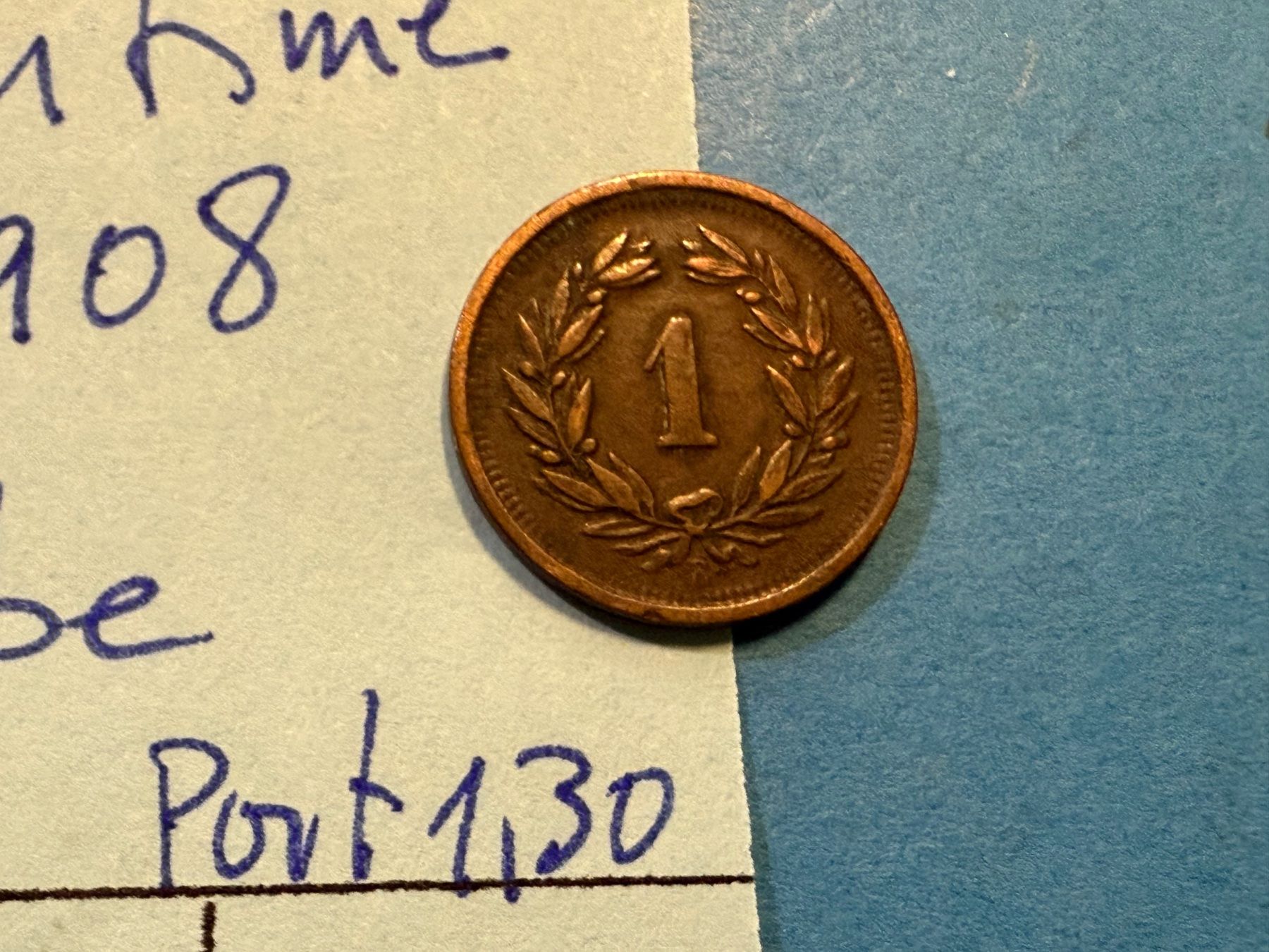 Tutti le monete: SUISSE : 1 CENTIME 1908 - superbe – Usato da genève venduto da GEnumist 2