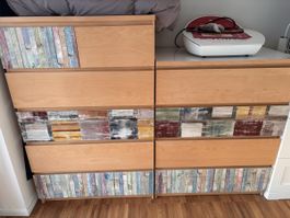 Kommoden Set 2 Stk. Holz hell vintage Stil 6 Schubladen