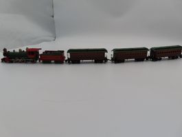 Vintage H0 TYCO 4-6-0 Dampflok mit Tender & 3 Personenwagen