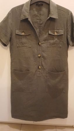 CAROLL DAMEN KLEID LAURE AUS 100% LEINEN GRÜN GRÖSSE EU 40