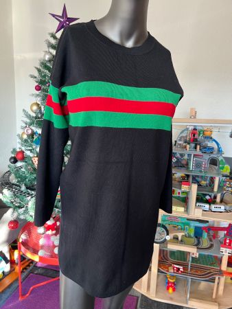 Vintage Damen Strick Kleid Hebst Frühling Gr M Schwarz